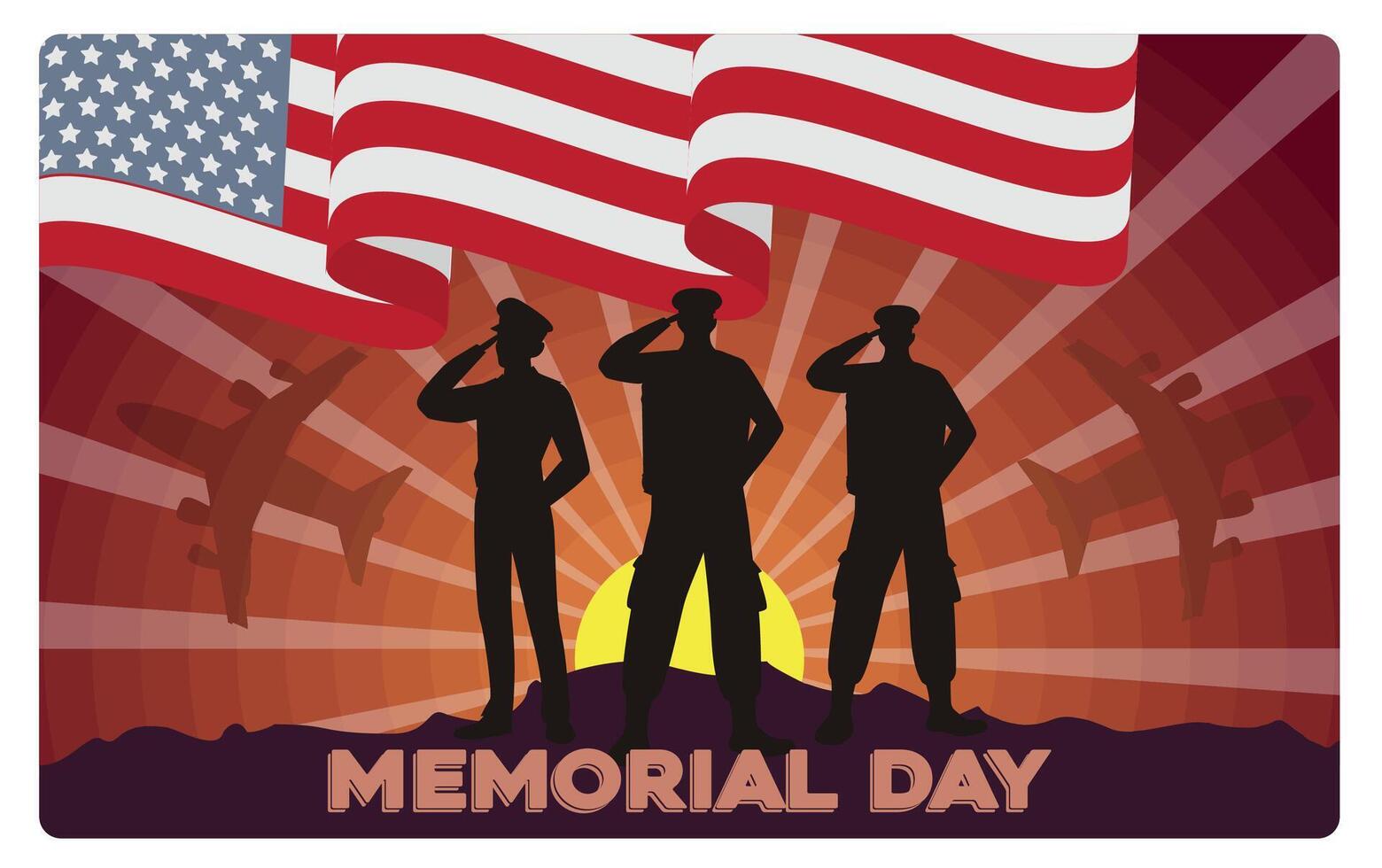 Annual commemoration in America. Remembering and honoring fallen soldiers. Memorial Day concept. Flat illustration. vector