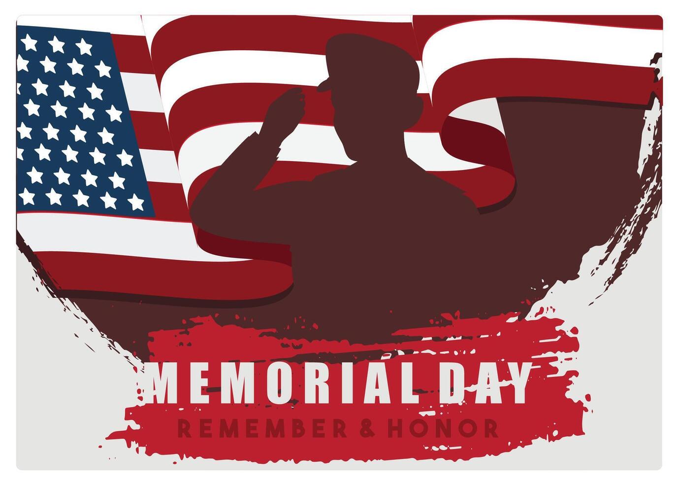 Remembrance Day with silhouettes of soldiers saluting. Remembering and honoring soldiers who have served. Memorial Day concept. Flat illustration. vector
