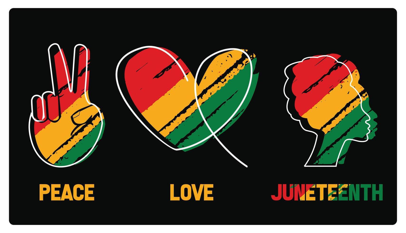 Peace, love, juneteenth. Symbol of freedom and emancipation day in America. Juneteenth concept. Flat illustration. vector