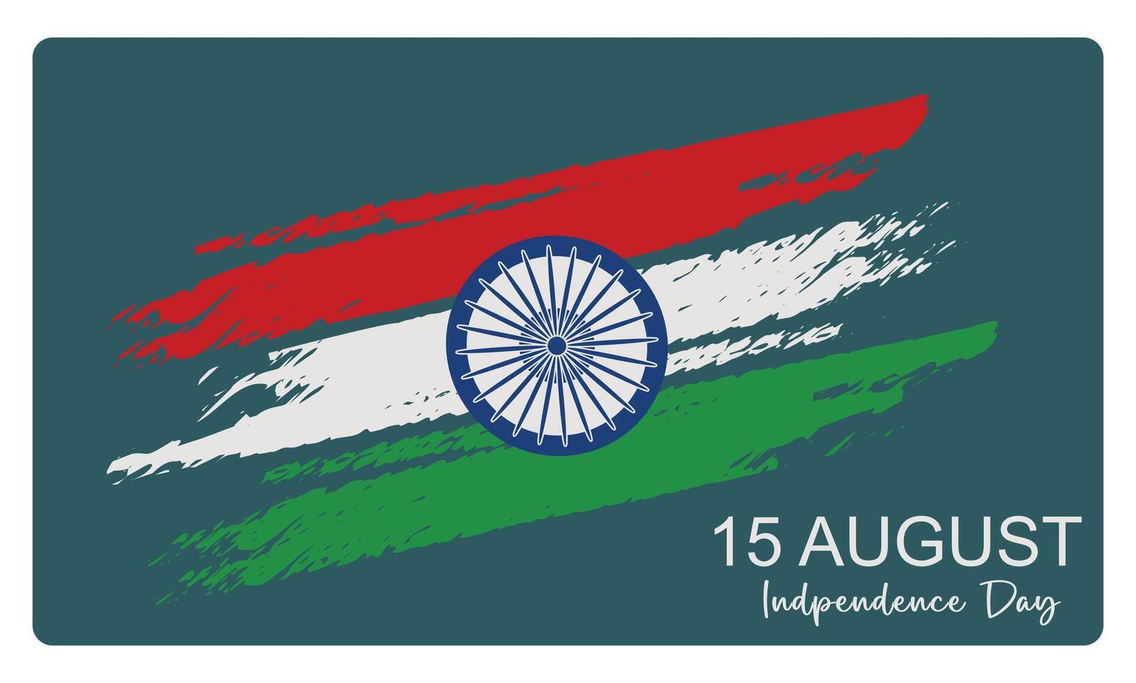 Indian Independence Day, 15 August. Indian flag tricolor with Ashoka wheel. Independence Day India concept. Flat illustration. vector