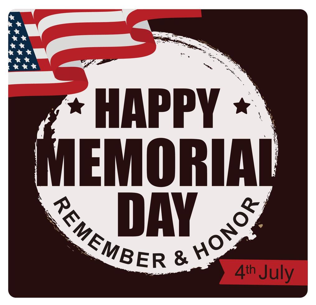 Memorial Day with American flags and colorful decorations. Remembering and honoring heroes. Independence Day USA concept. Flat illustration. vector