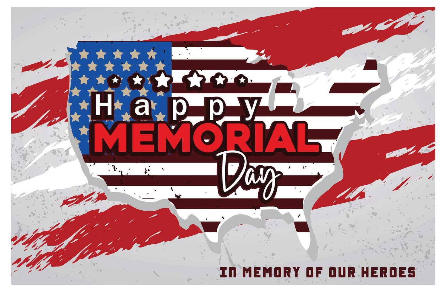 Commemorating Heroes Day in America. Flag with American map silhouette. Independence Day USA concept. Flat illustration. vector