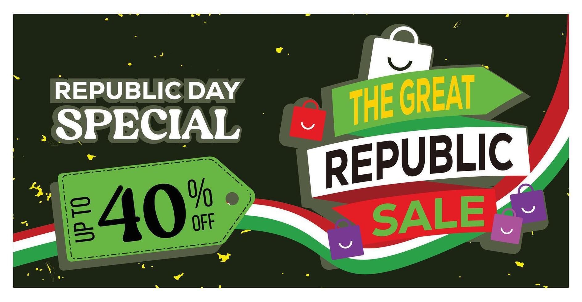 Special discount offer on India's Independence Day. Celebrating Independence Day with a Tricolor flag ribbon. Independence Day sale concept. Flat illustration. vector