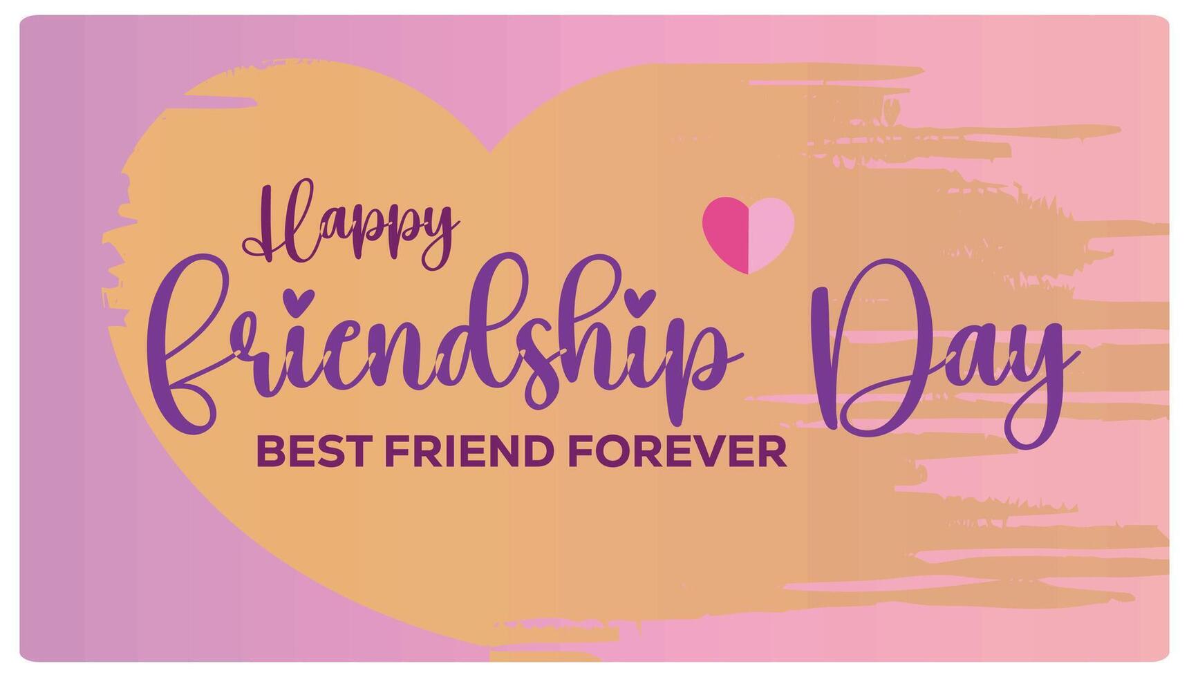 Happy Friendship Day text with a heart symbol. Celebration of friendship day with love. Friendship Day concept. Flat illustration. vector