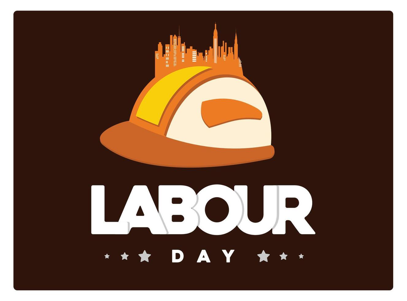 Labor Day with safety helmet and building. Maintain safety at work. Labor Day concept. Flat illustration. vector