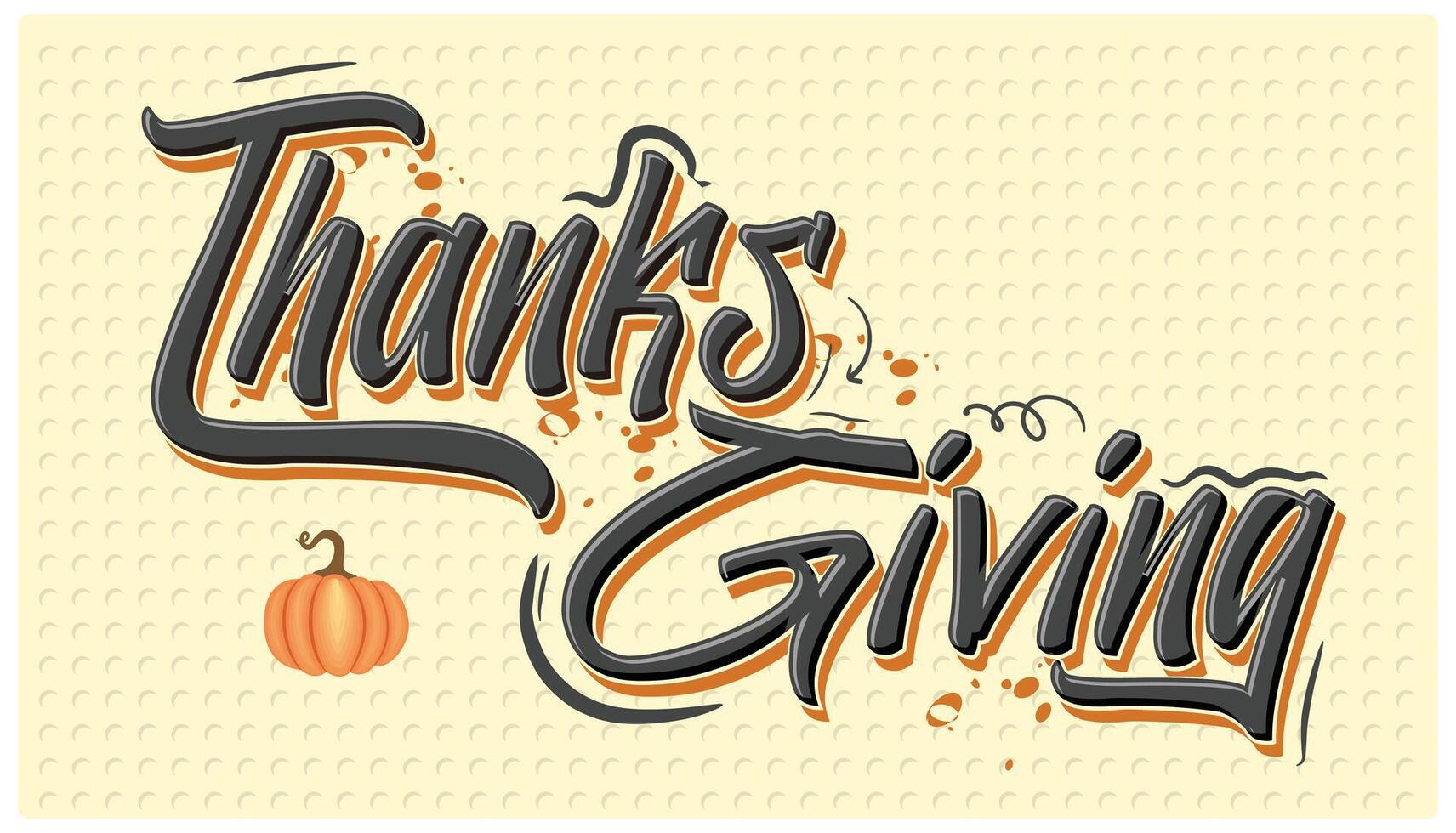 Thanksgiving text with pumpkin. Thanksgiving after the harvest season. Thanksgiving concept. Flat illustration. vector