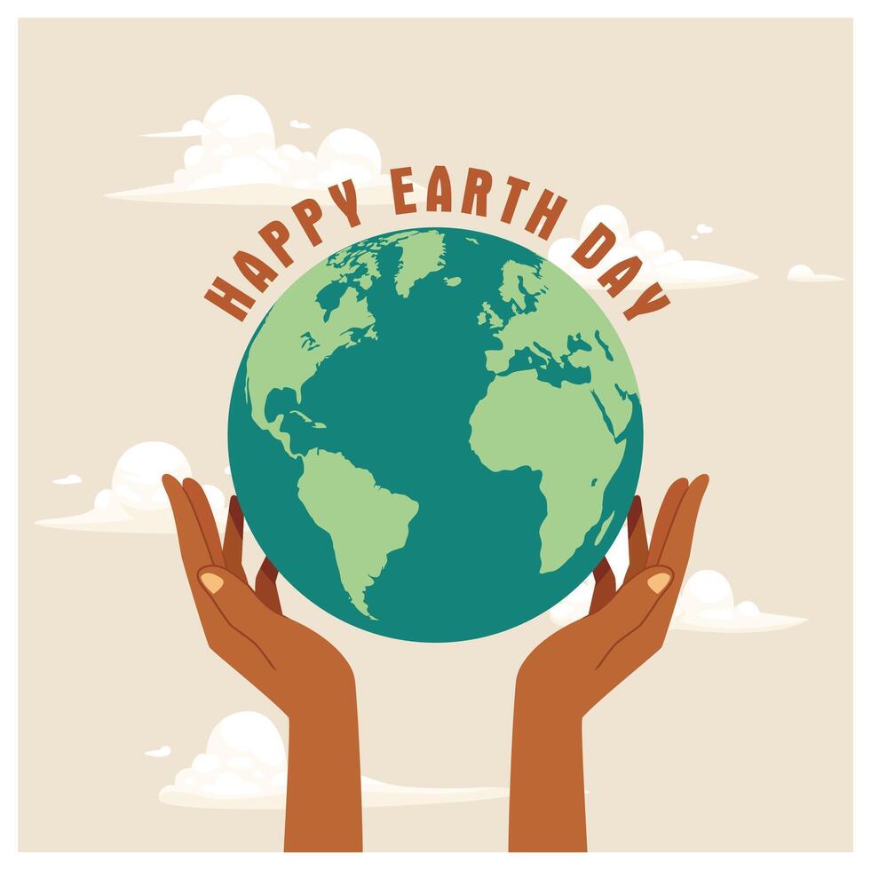 Globe in hand. Save the earth, ecology, and environmental protection. Earth Day concept. Flat illustration. vector