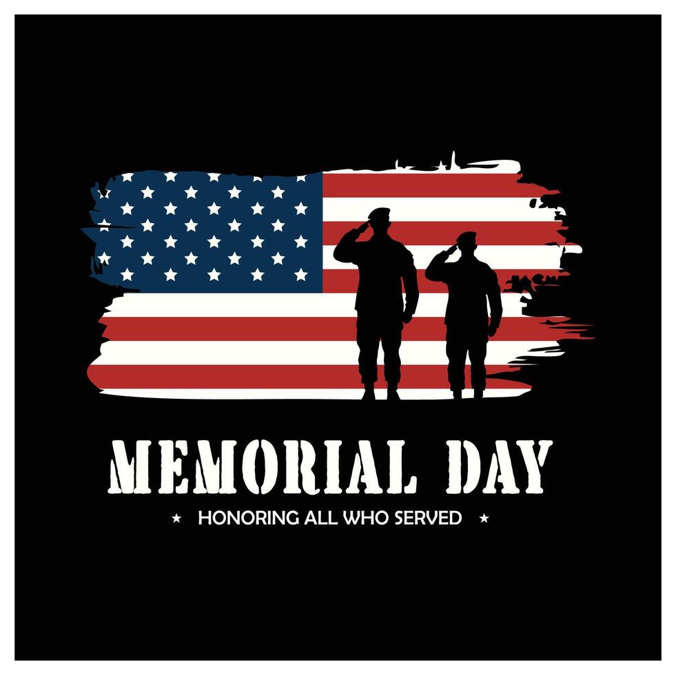 Memorial Day with the American flag and soldiers. Respect all those who have contributed. Memorial Day concept. Flat illustration. vector