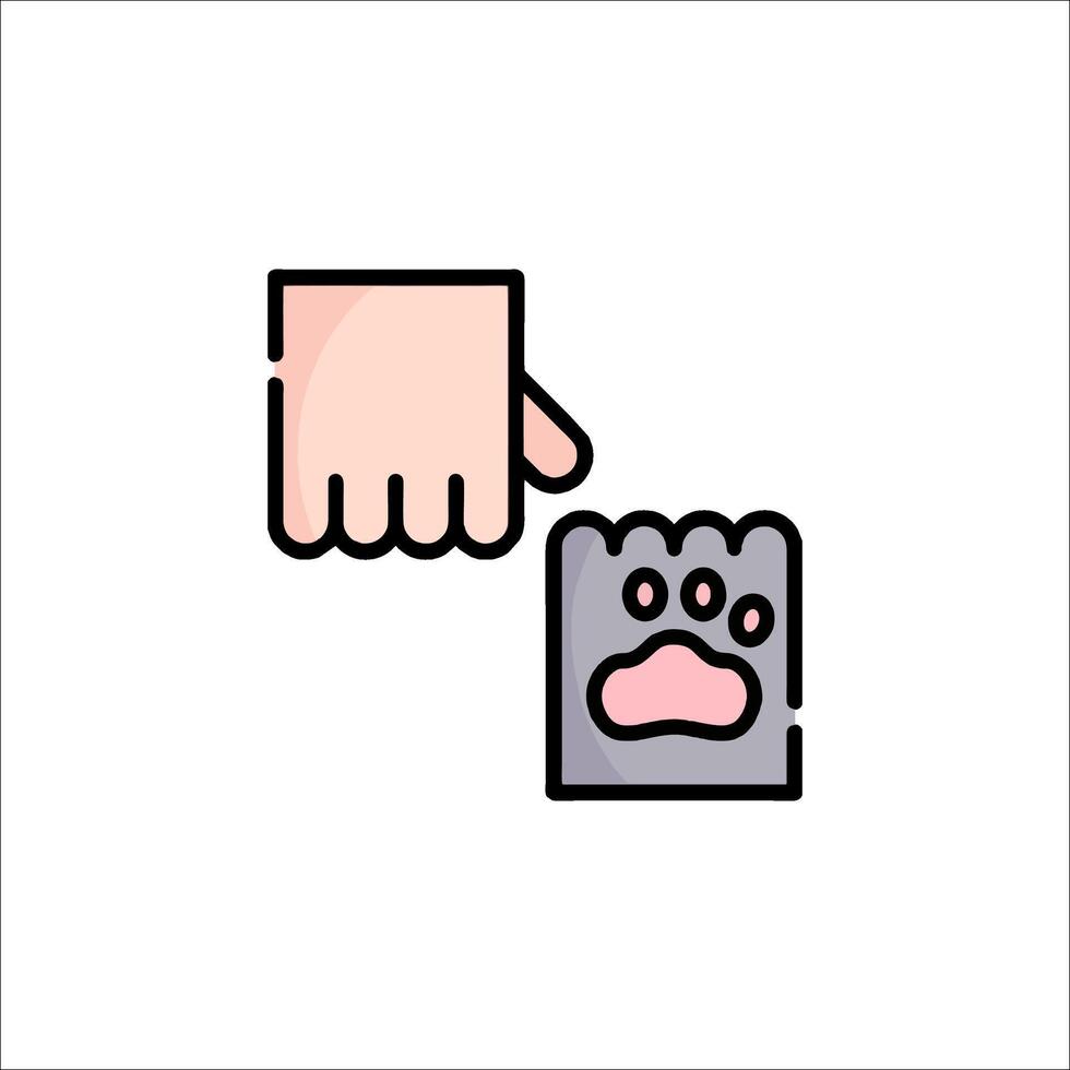 A hand holding a paw and a paw paw icon vector