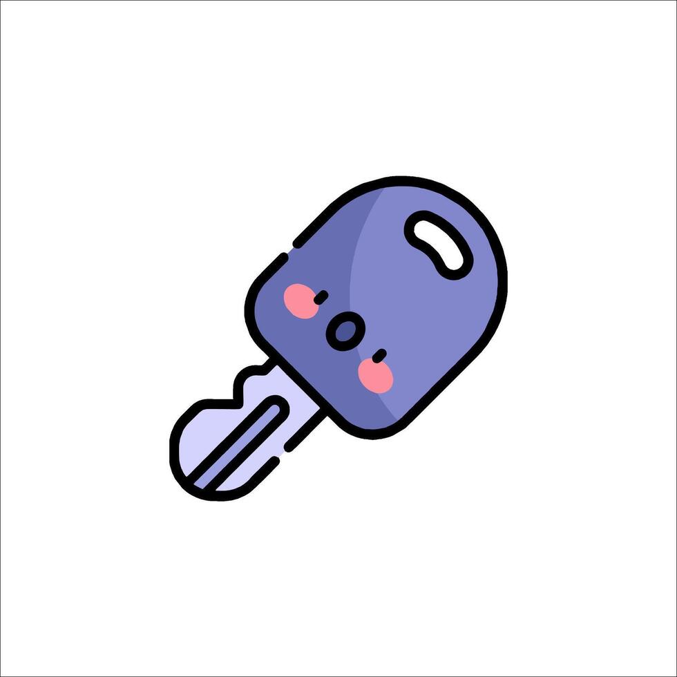 A purple key with a pink face on it vector