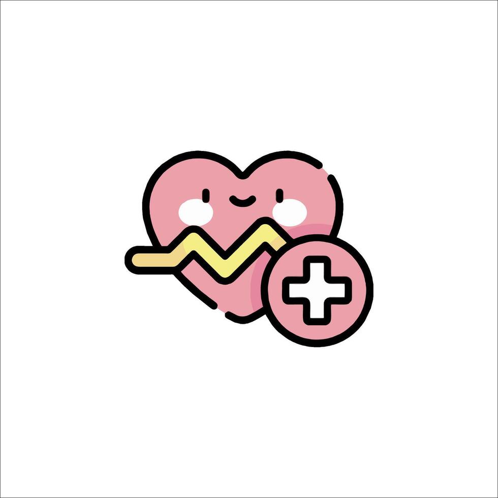 A cute pink heart with a cross and a plus sign vector