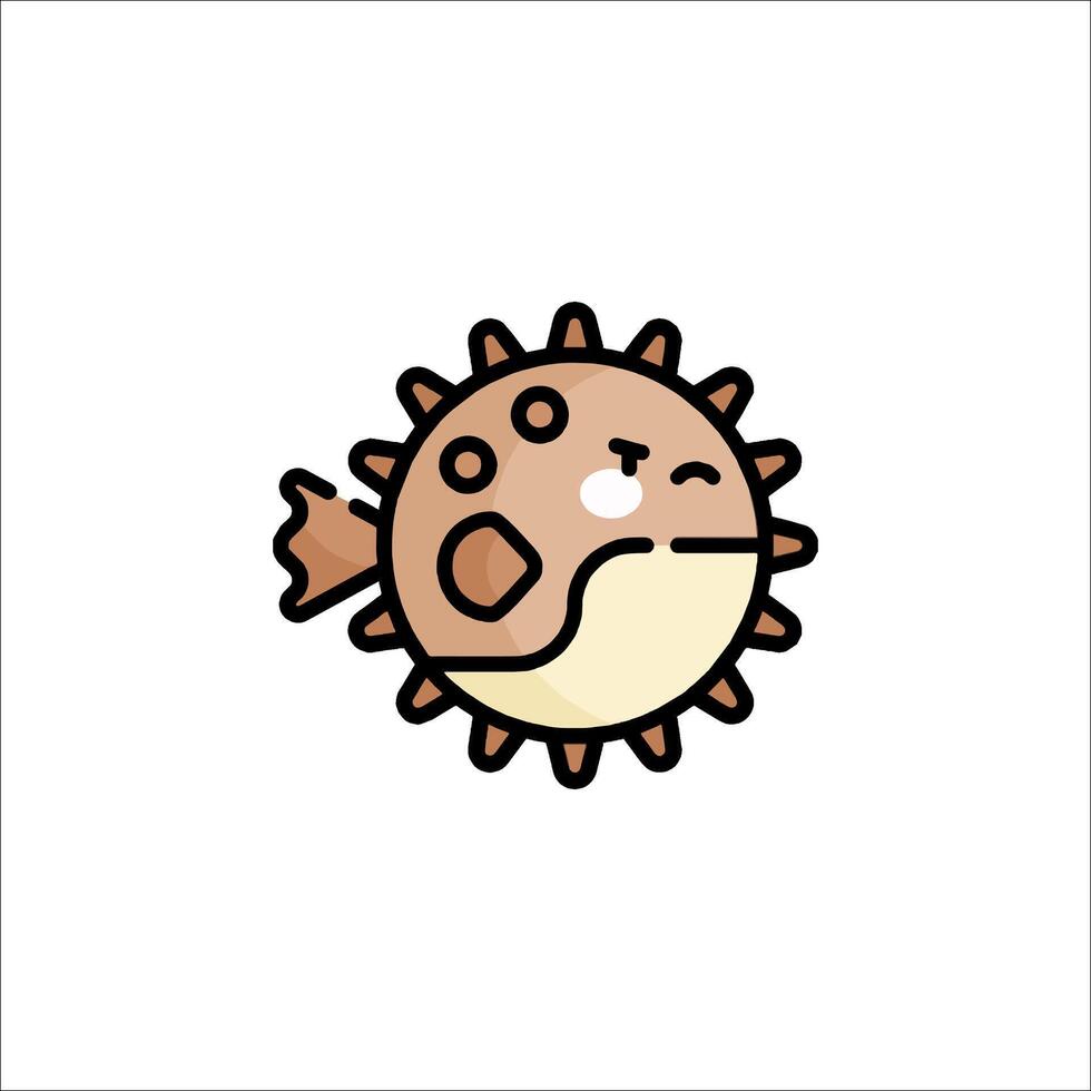 A cartoon puffer fish with a face vector