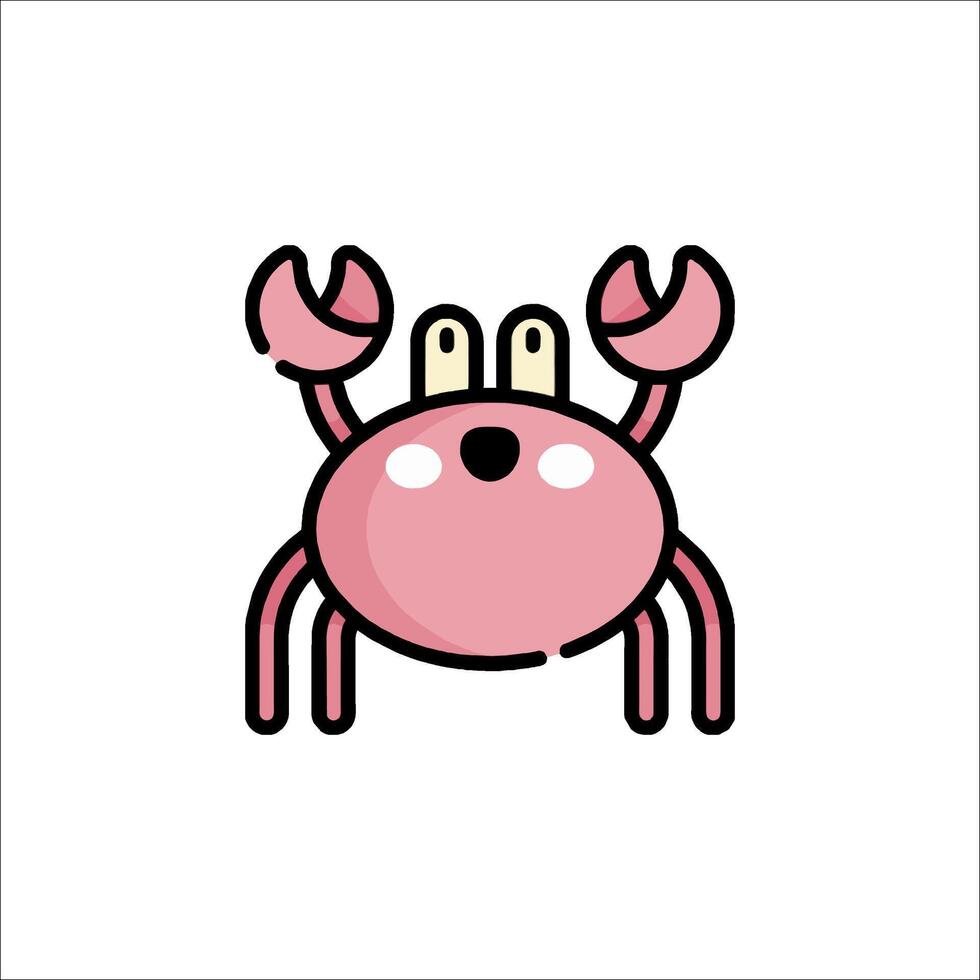 A pink crab icon with eyes and legs vector