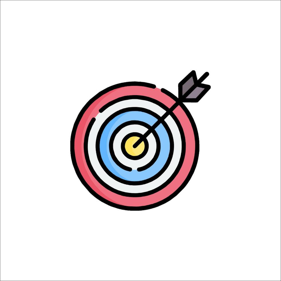 An arrow in the center of a target icon vector