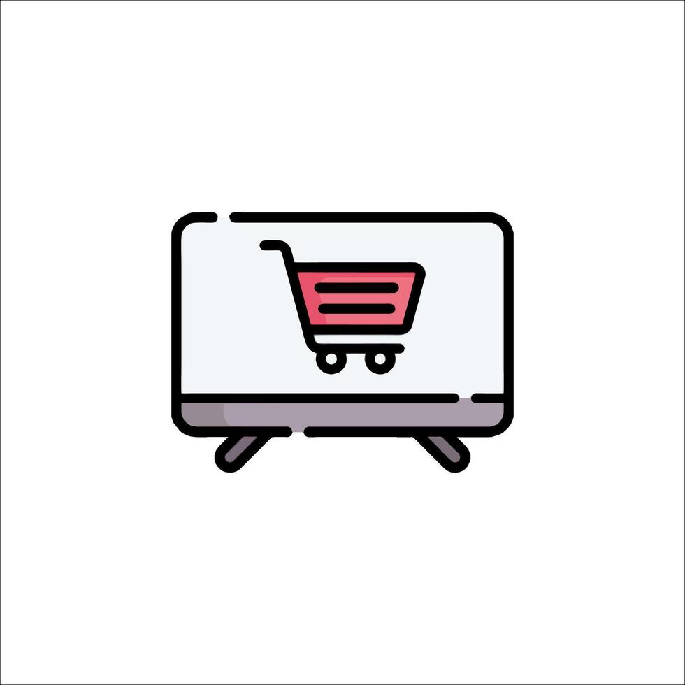 Shopping cart icon on a flat screen vector