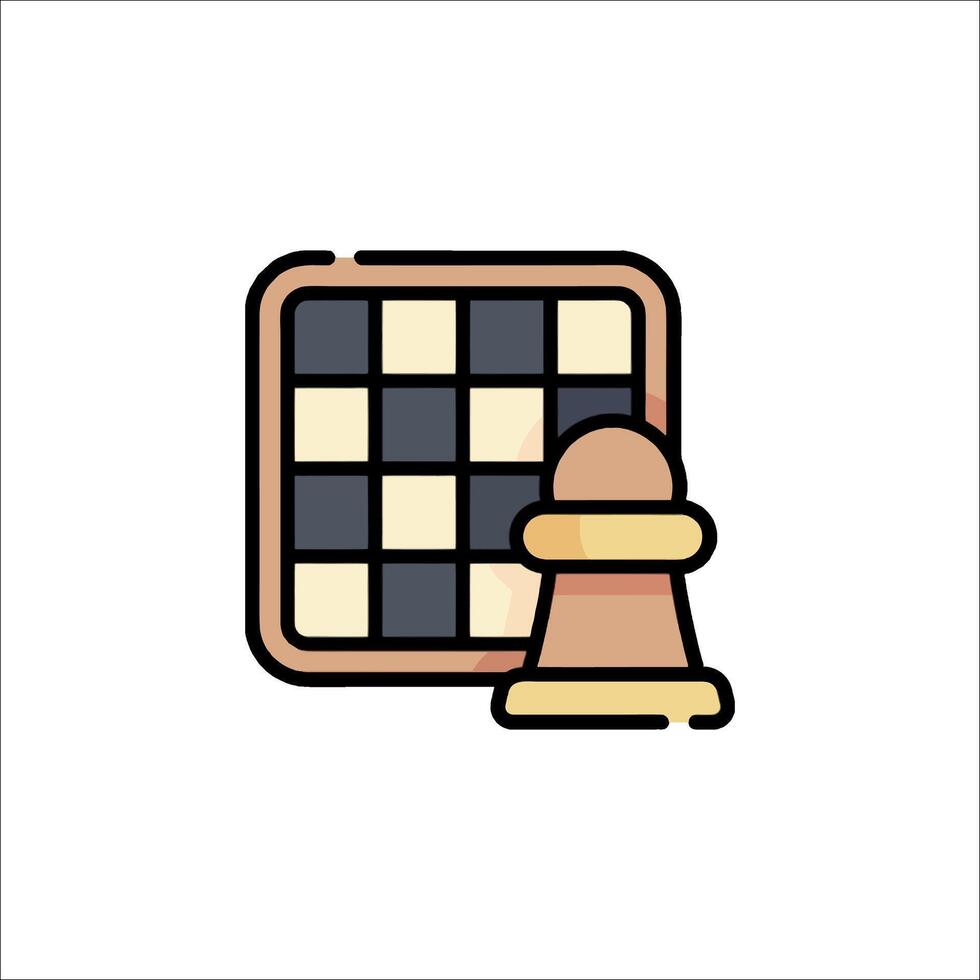Chess board and chess pieces icon illustration vector