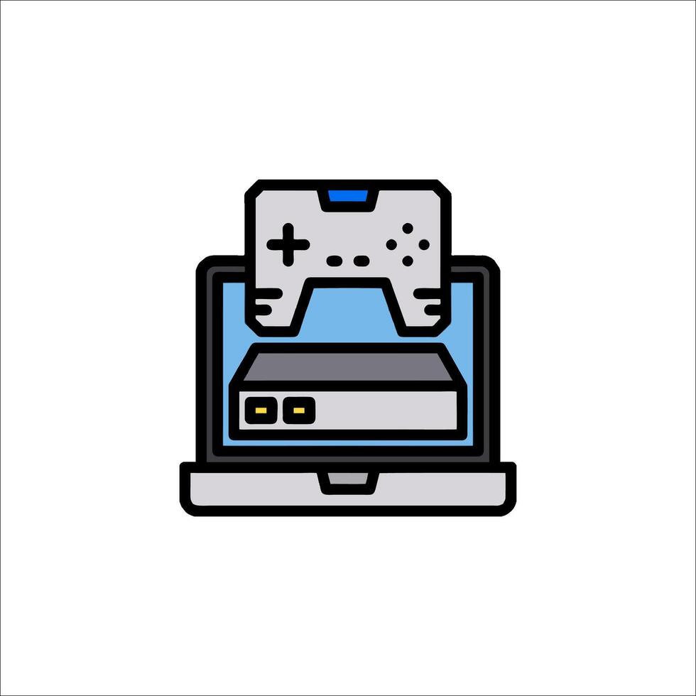 A game controller on top of a laptop vector
