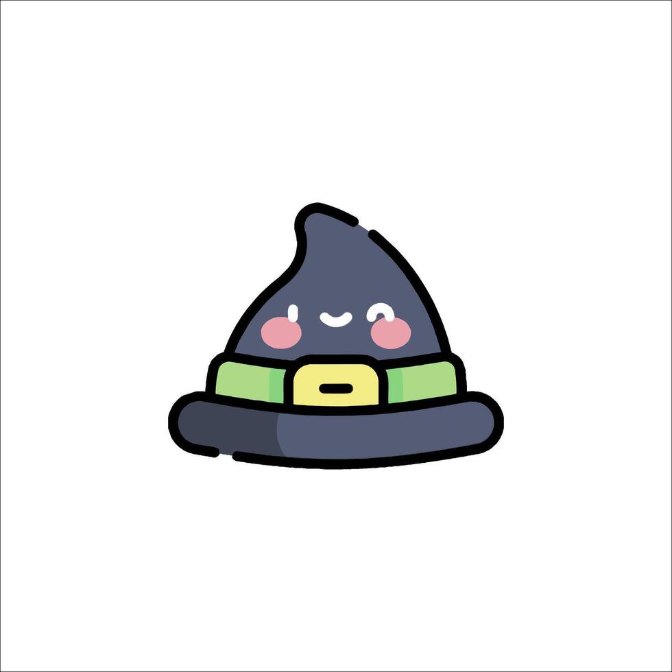 A cute witch hat with a green ribbon on it vector