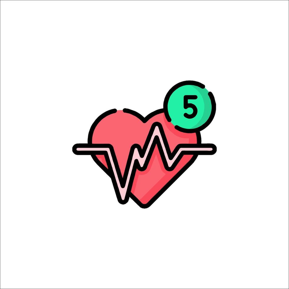 Heartbeat icon with a number 5 on it vector