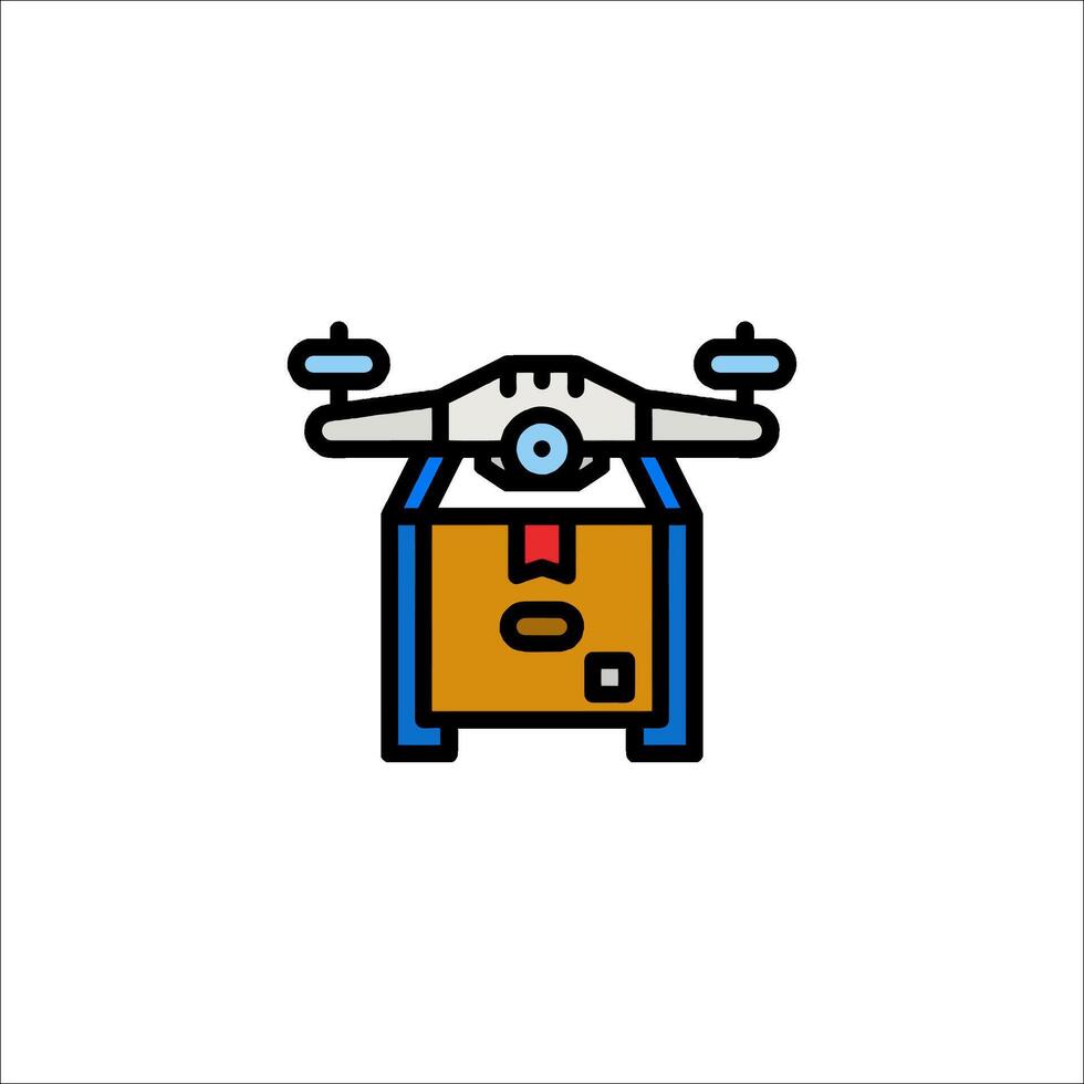 A box with a drone on top of it vector