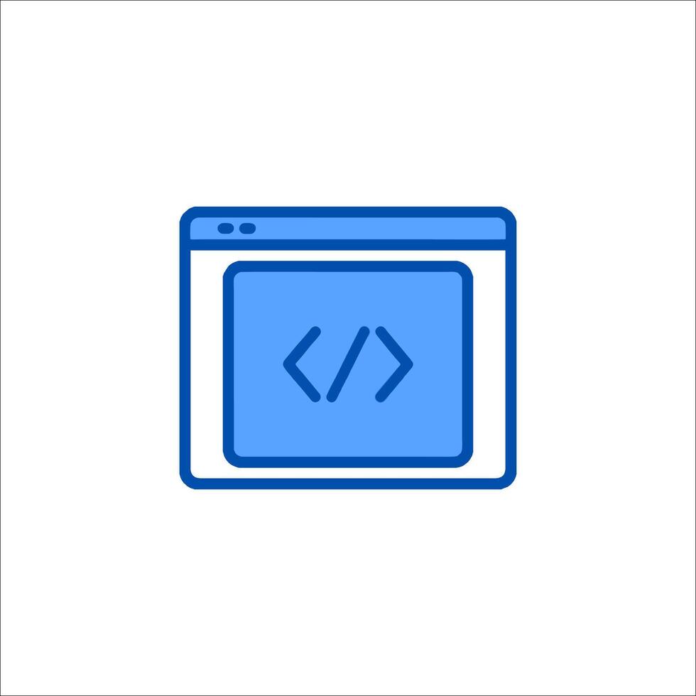 A computer screen with a code symbol on it vector