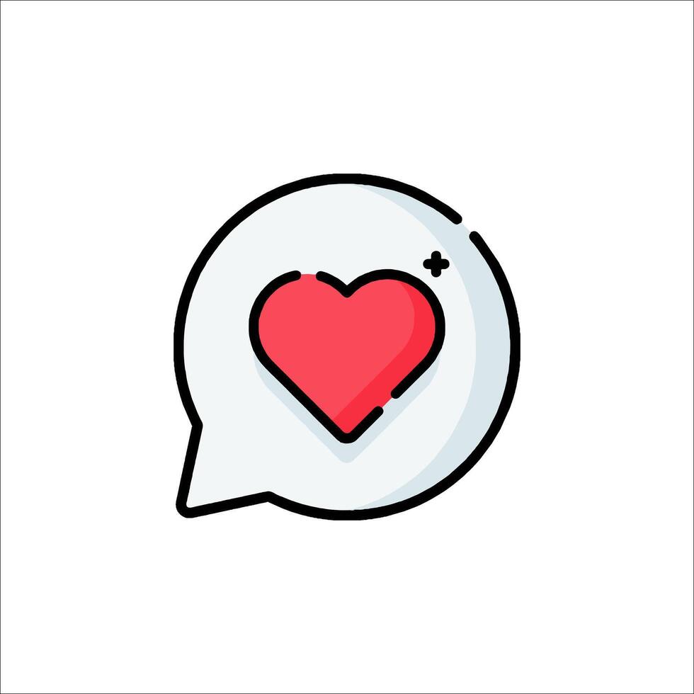 A heart in a speech bubble icon vector