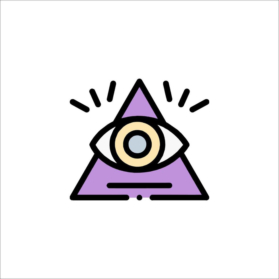 An all seeing eye icon in a purple triangle vector