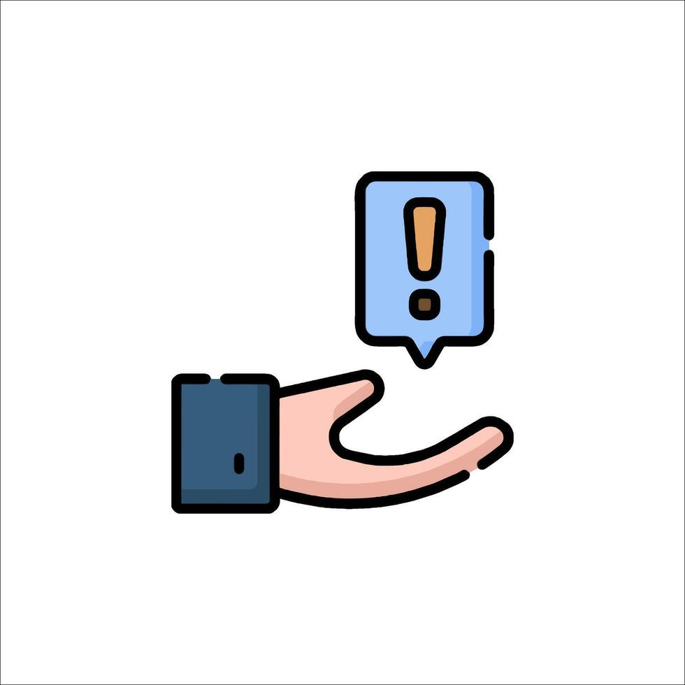 A hand holding a sign with an exclamation mark vector