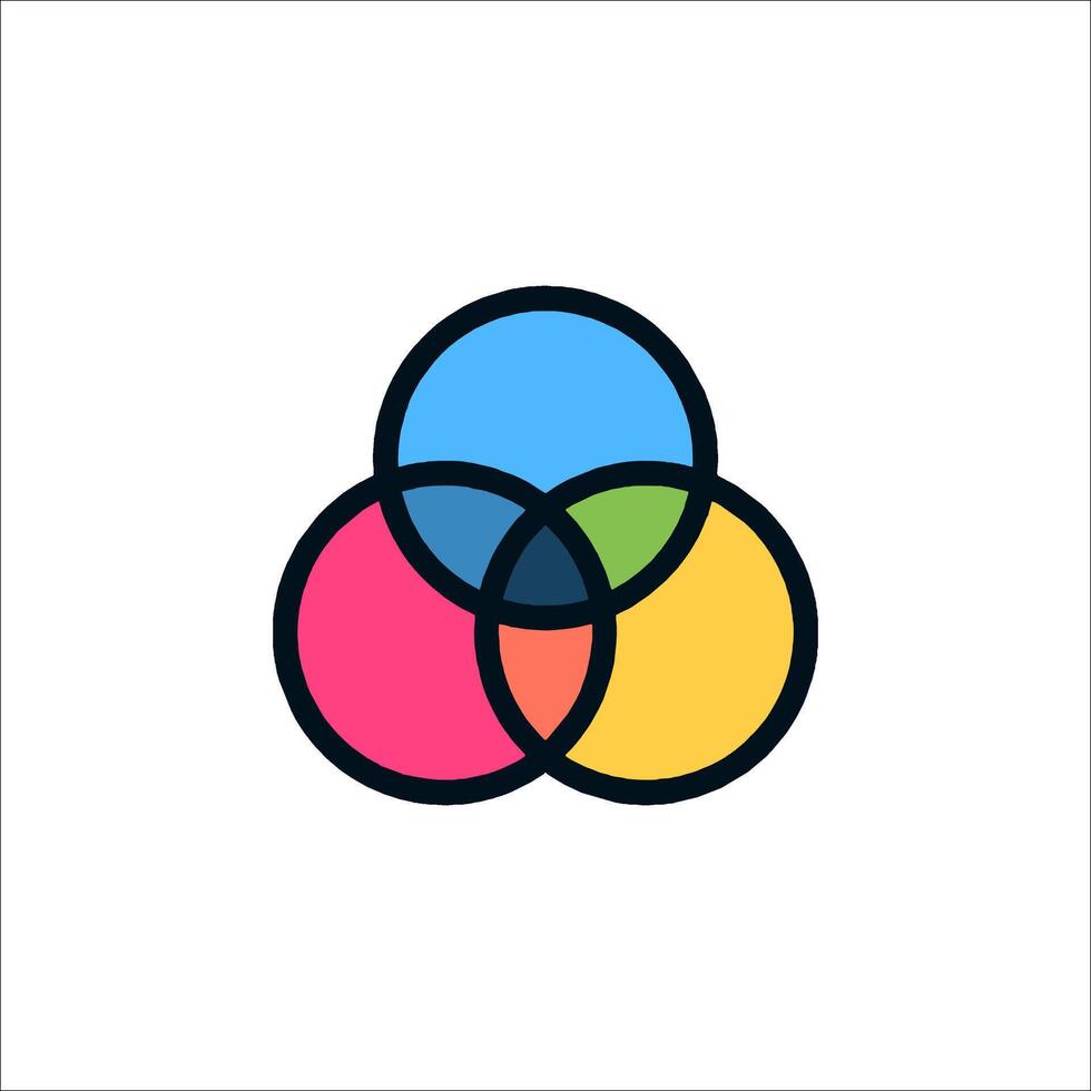 A colorful venn diagram logo vector