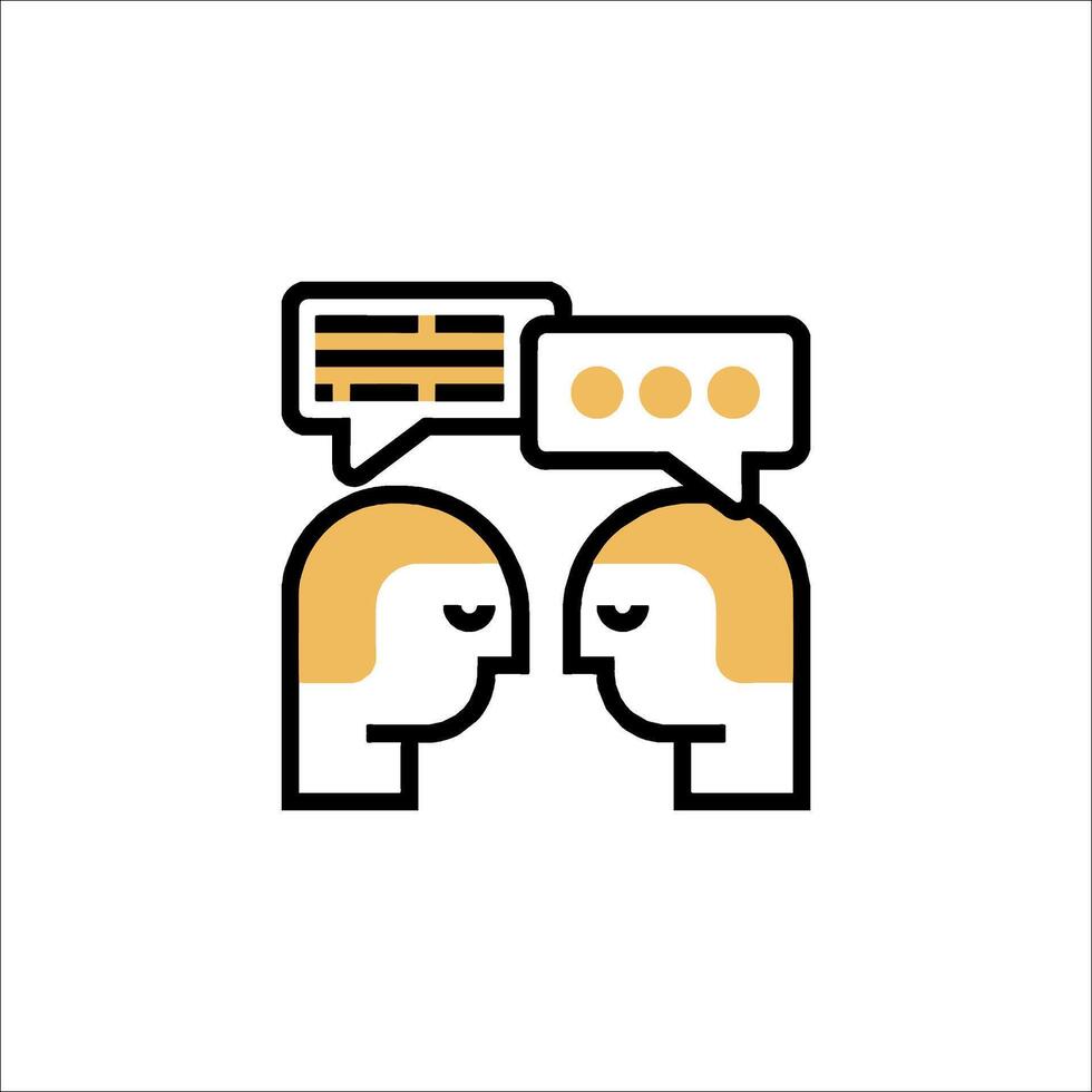 Two people talking with speech bubbles on their heads vector