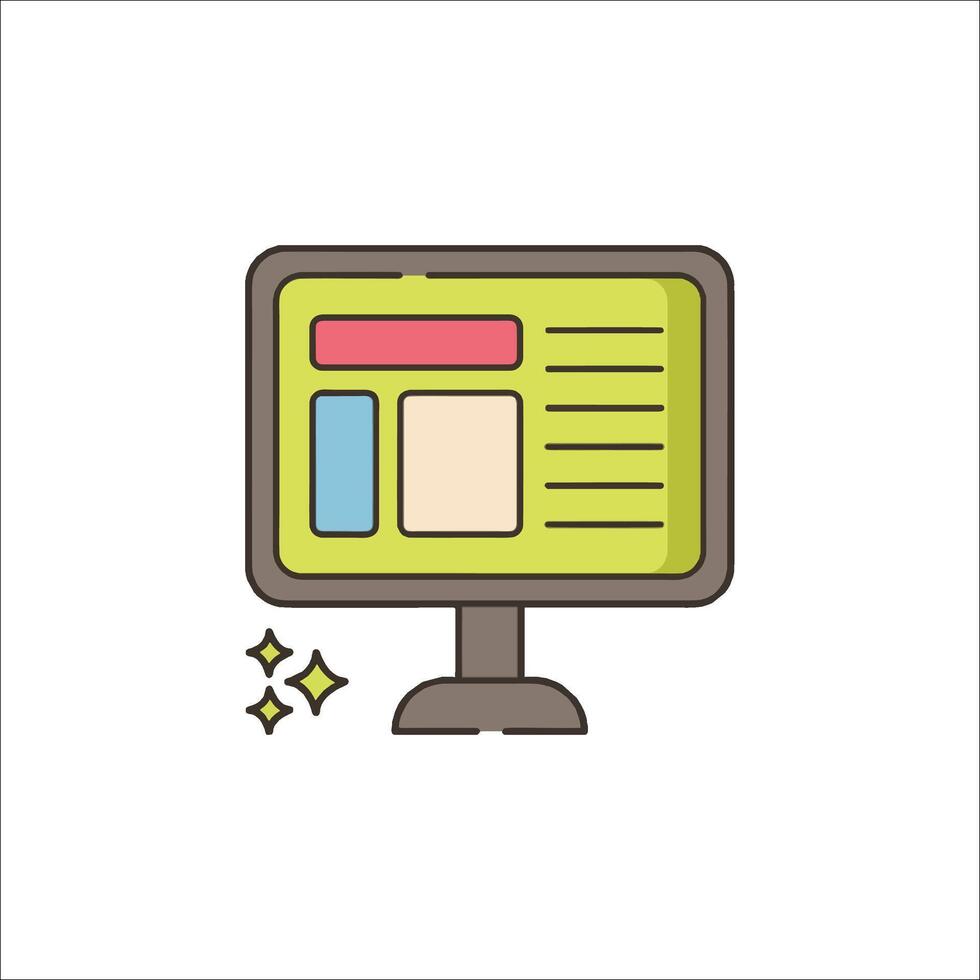 A computer monitor with a web page on it vector