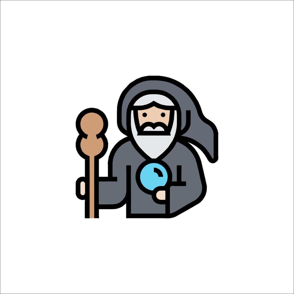 A wizard holding a staff and a ball vector
