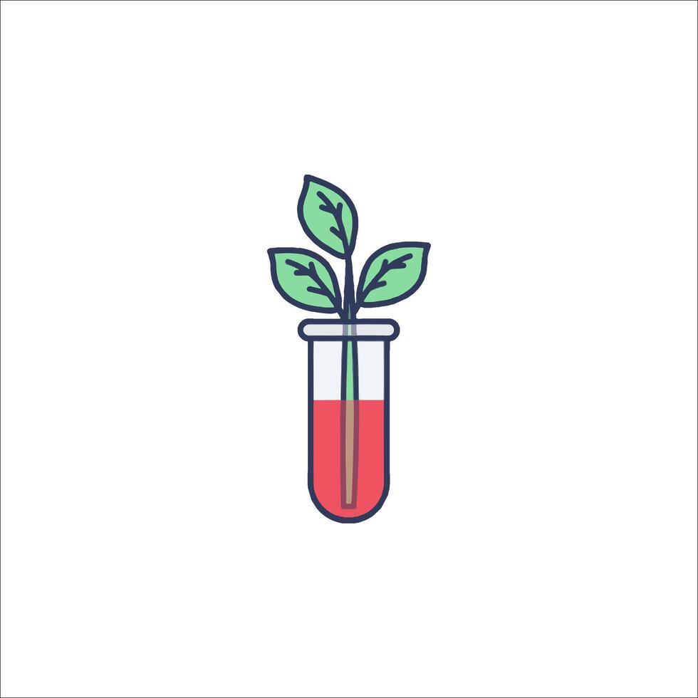 A plant in a test tube with a red liquid vector