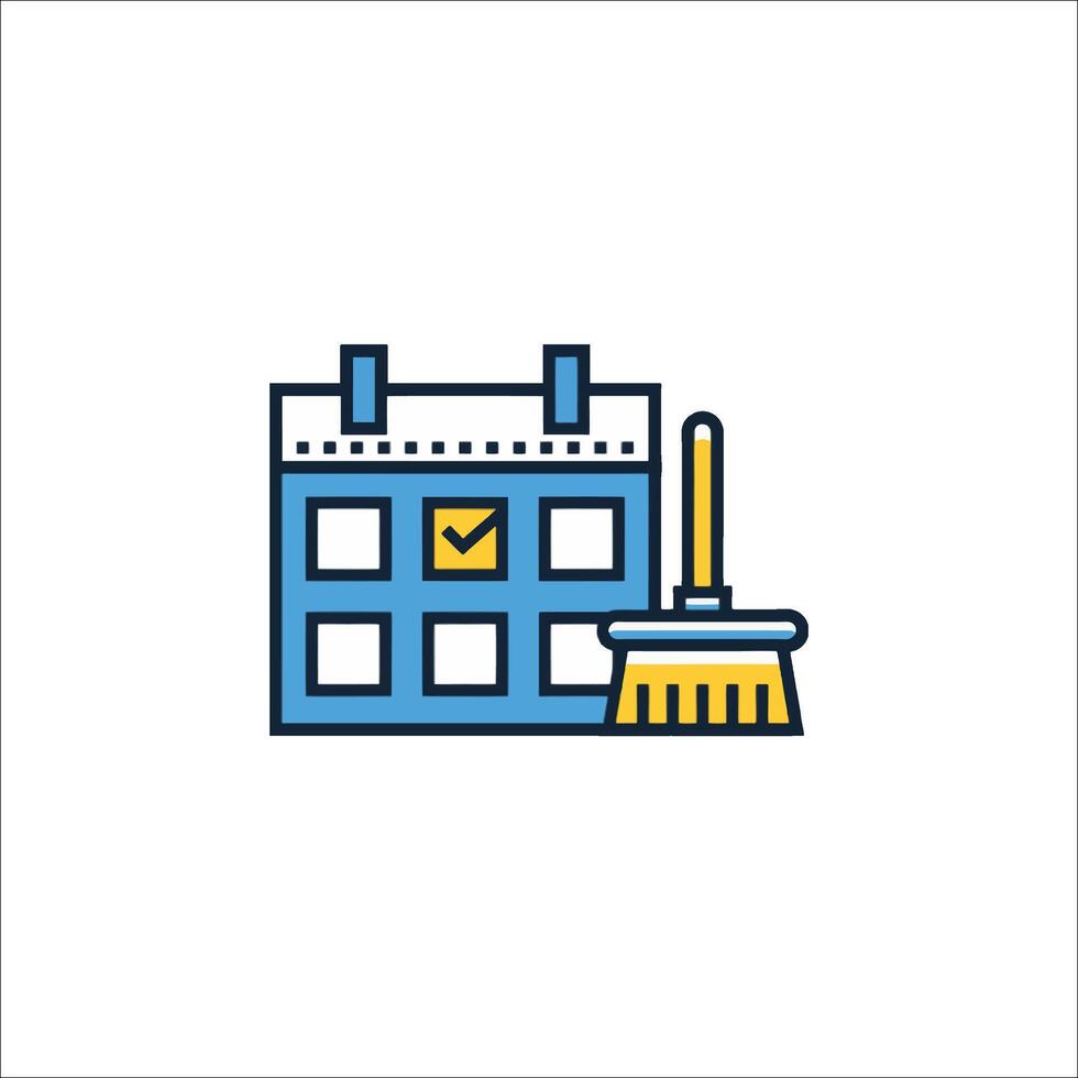 A calendar and a broom icon vector