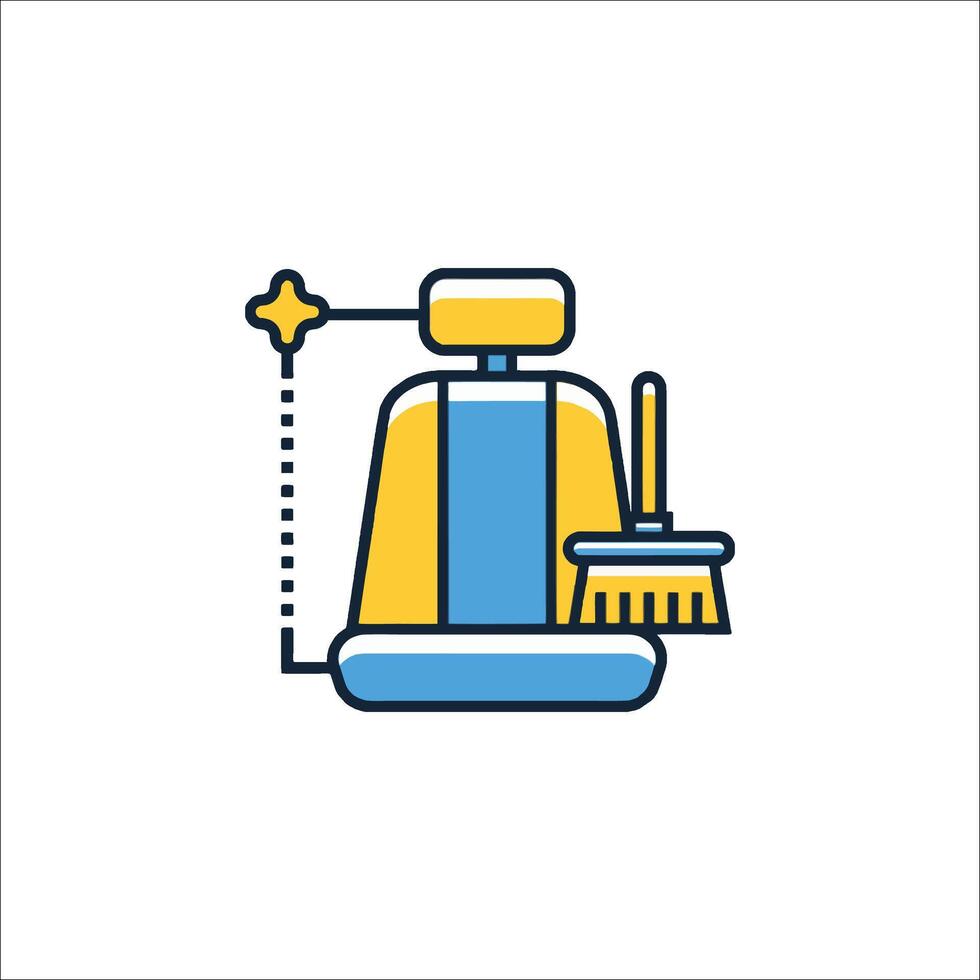 A car seat with a broom and a mop vector