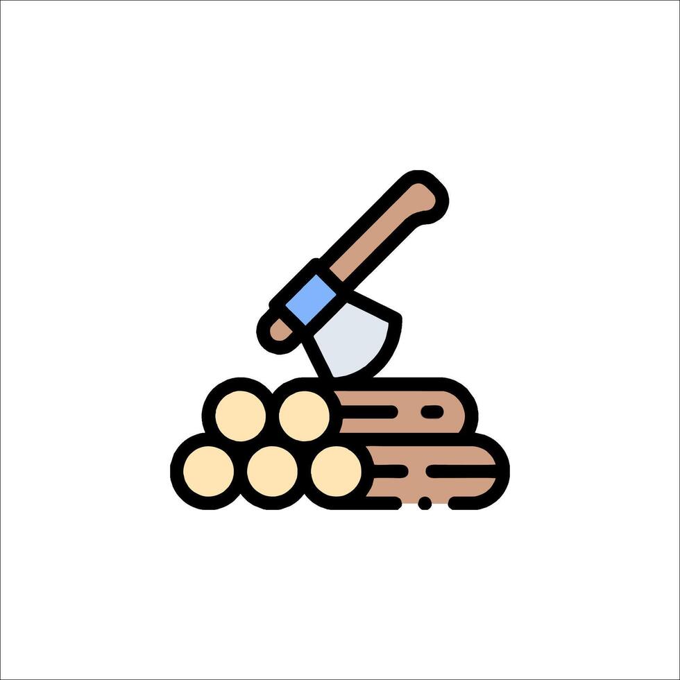 Logging axe icon illustration vector
