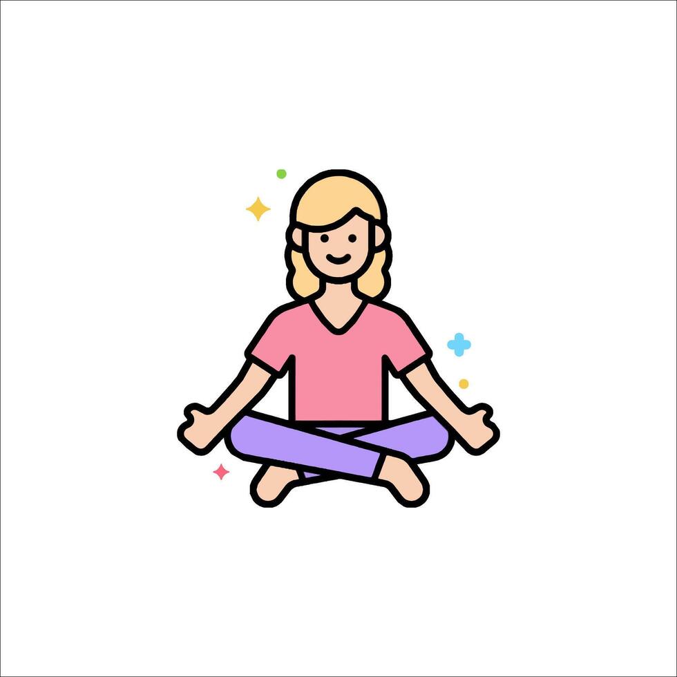 A woman in yoga pose with stars on her face vector
