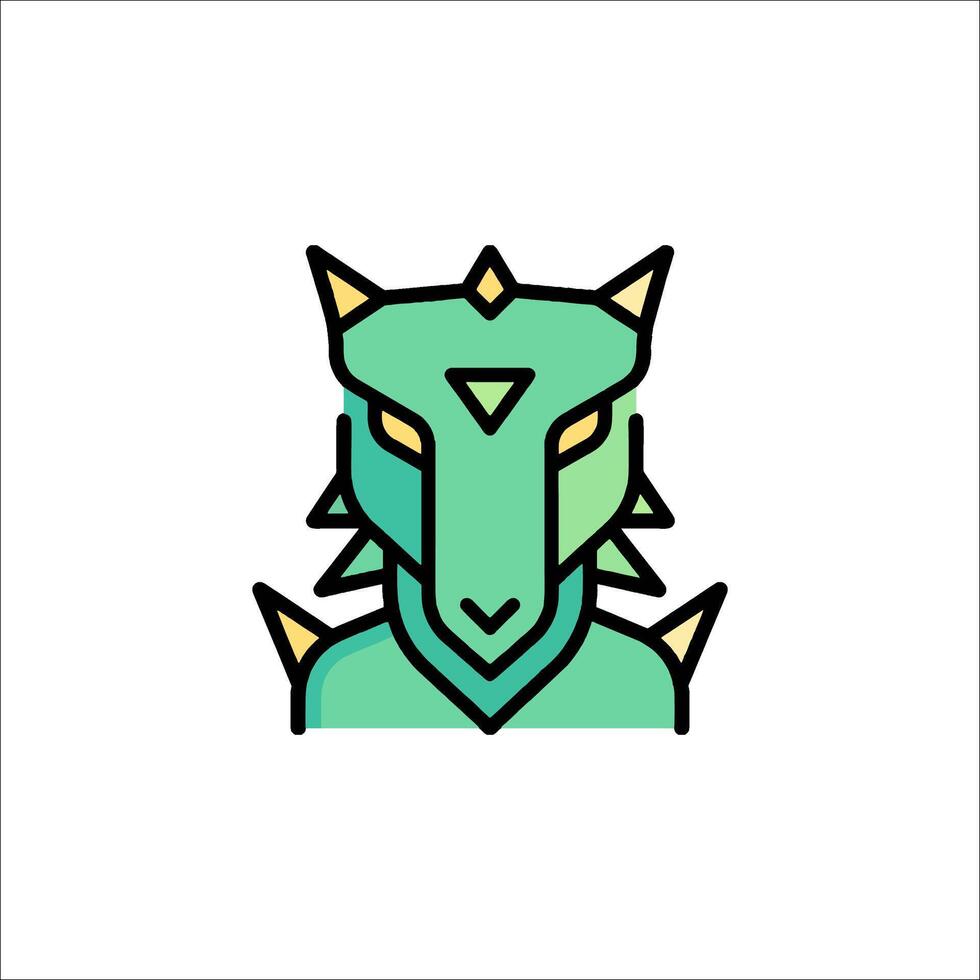 A green dragon head with horns on it vector