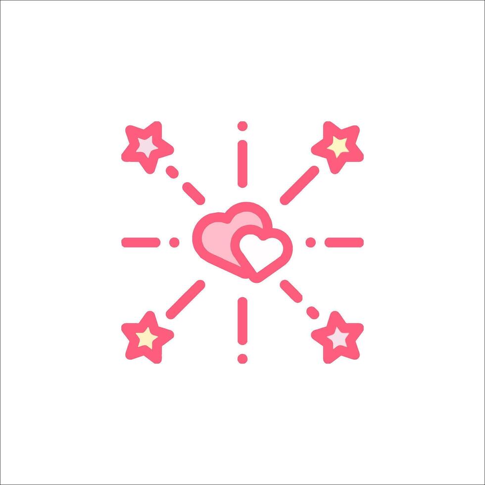 A pink heart with stars around it vector