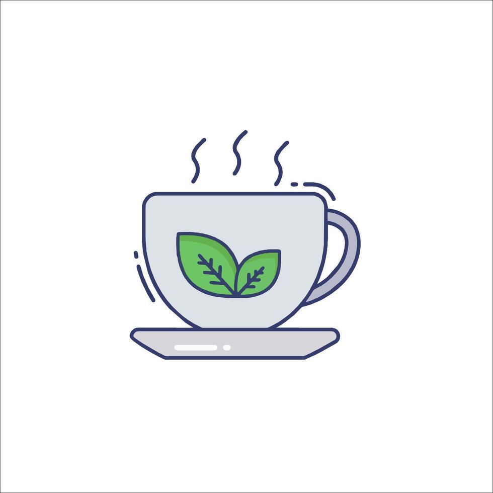 A cup of tea with leaves on it vector