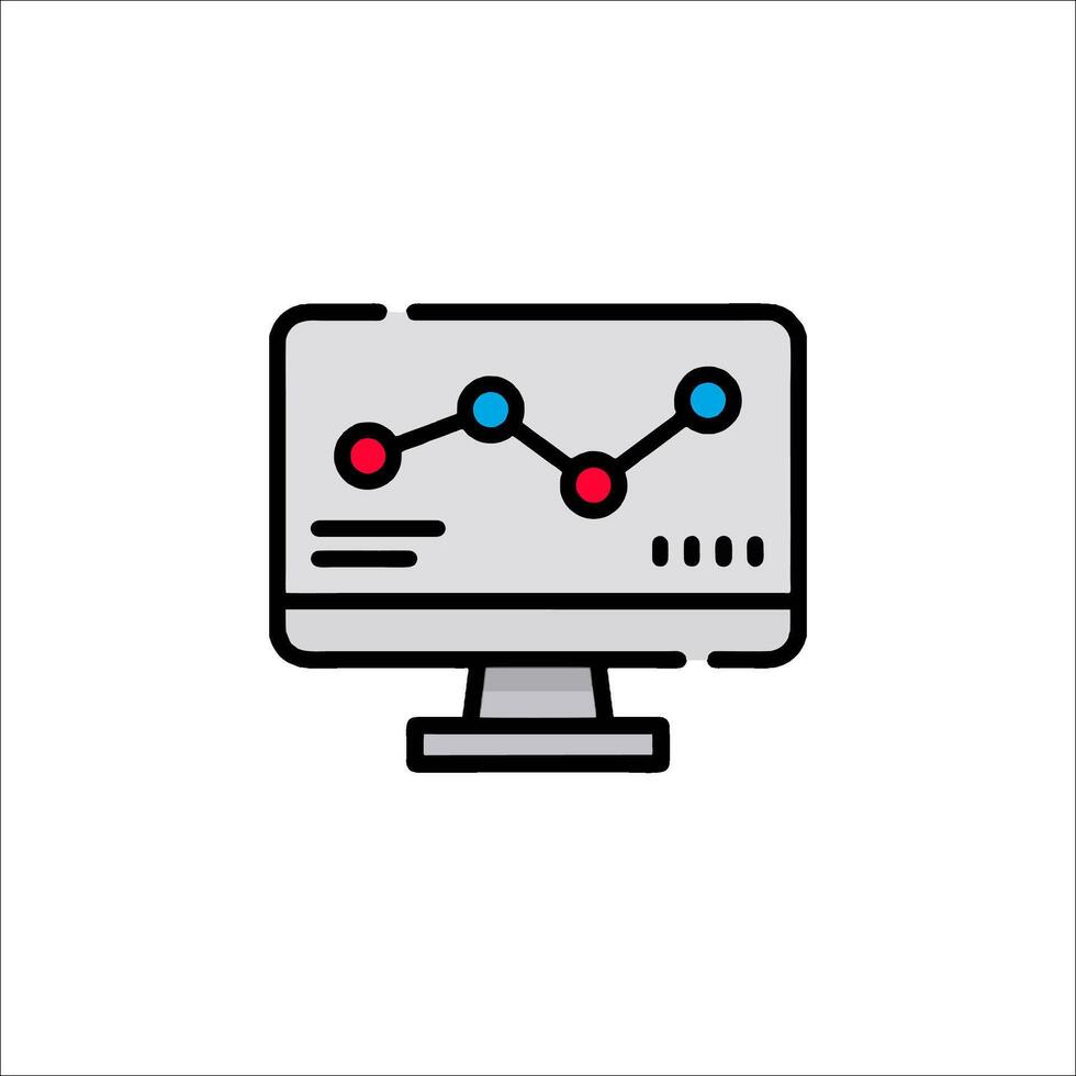 un computadora monitor con un grafico línea en eso vector