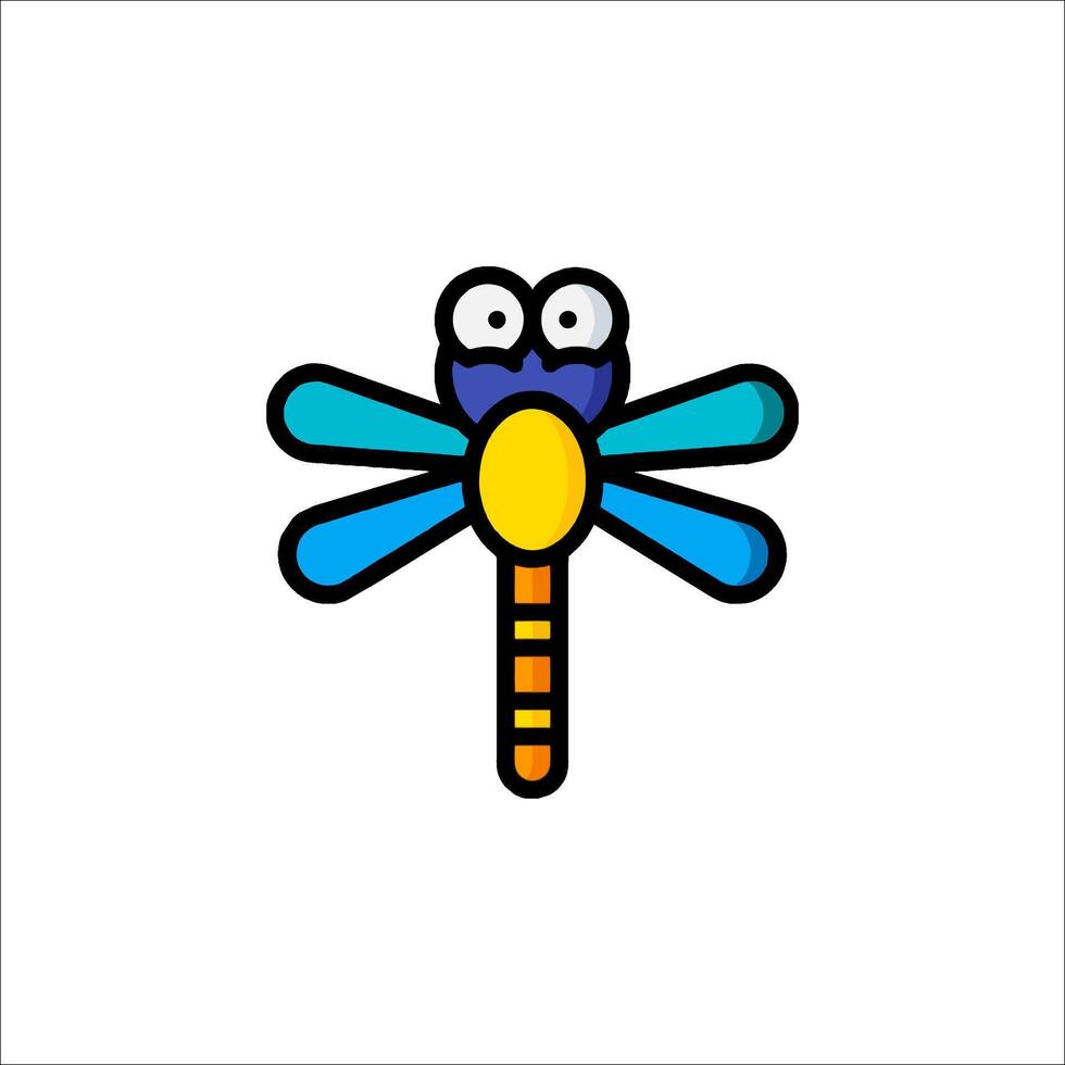 A cartoon dragonfly with eyes and a long tail vector