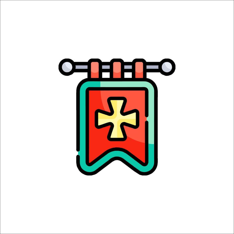 A red banner with a cross on it vector