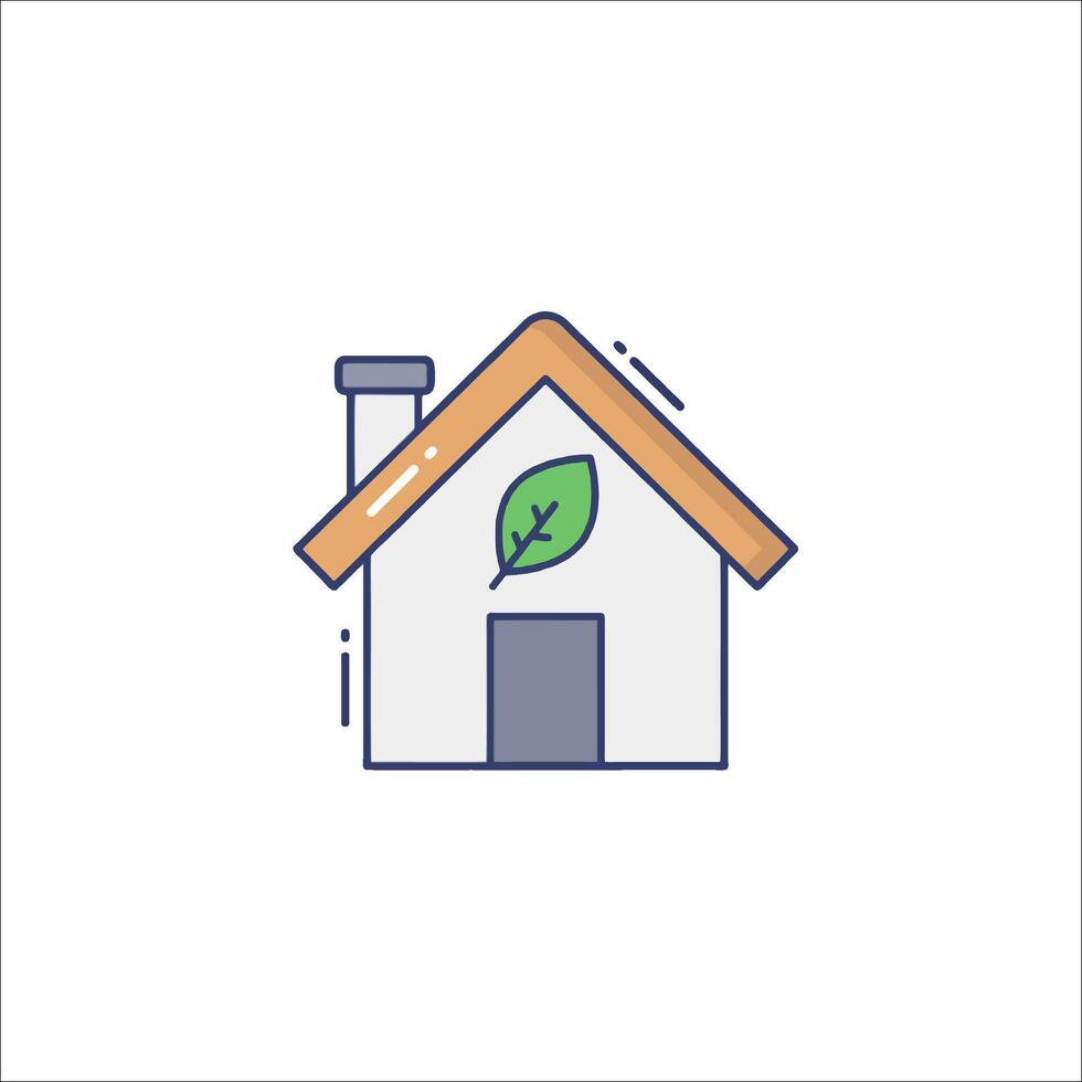 A house with a leaf on the roof and a green leaf on the window vector