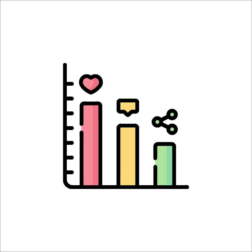 A bar chart with a heart and a heart icon vector