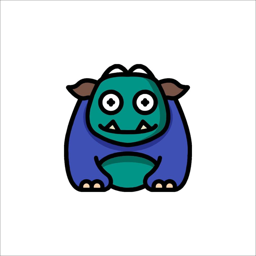 A cartoon monster with blue eyes and a green shirt vector