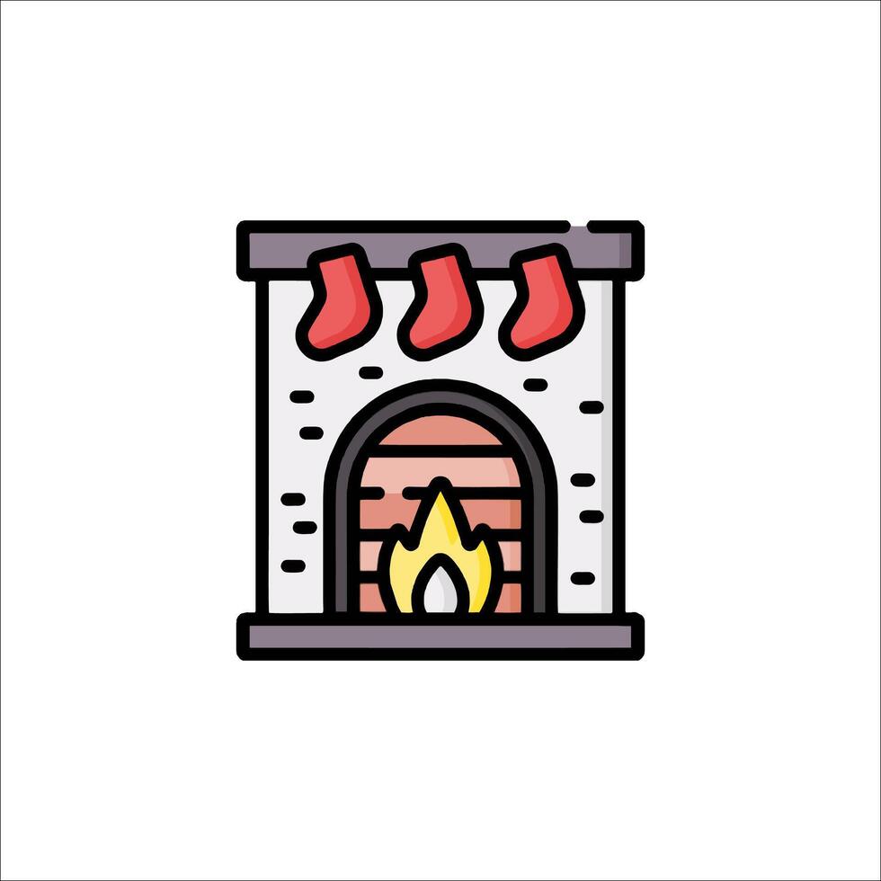 A fireplace with stockings on it vector