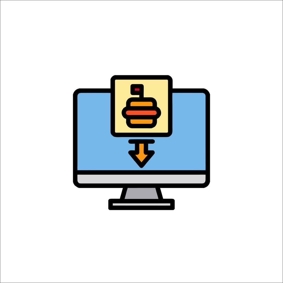 A computer monitor with a hamburger icon vector