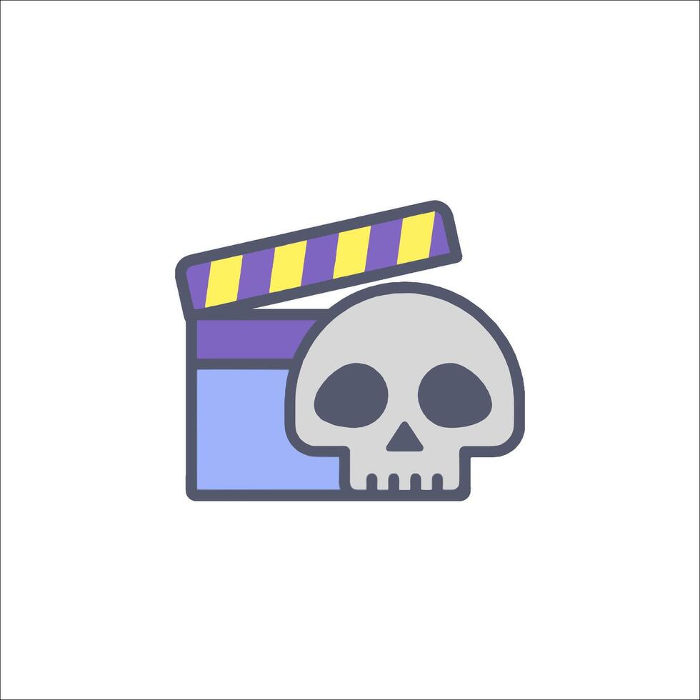 A skull and a movie clapperboard icon vector