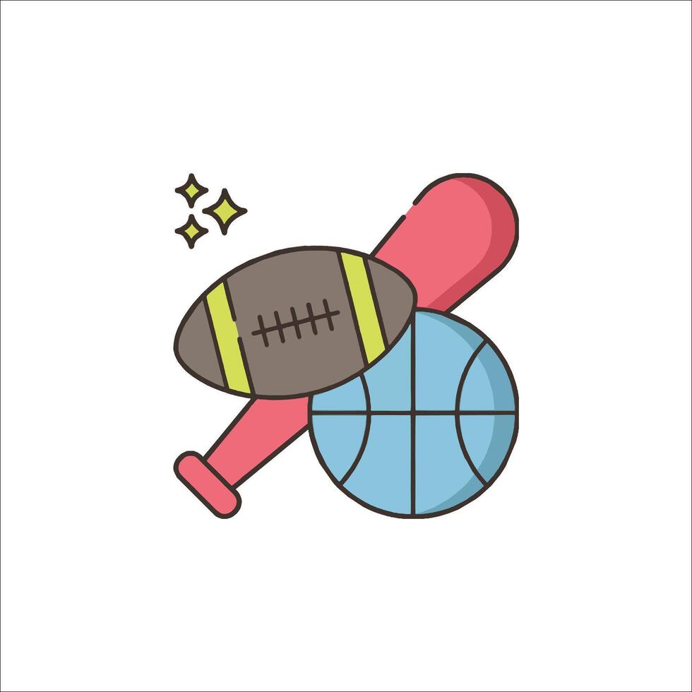 Sports ball, bat and ball icon vector